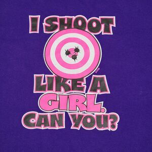 Gildan SS Purple Tee "I Shoot Like A Girl" - Size Large